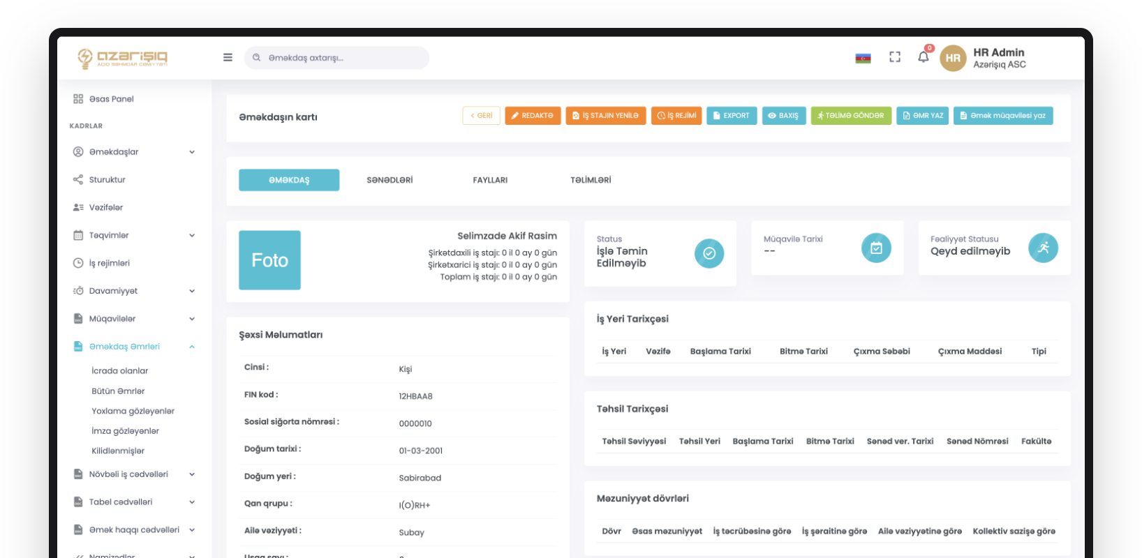 Employee profile