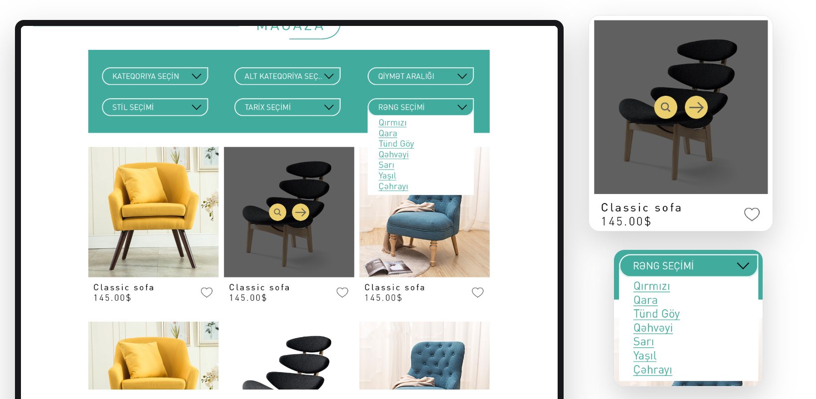 Filters & product cards