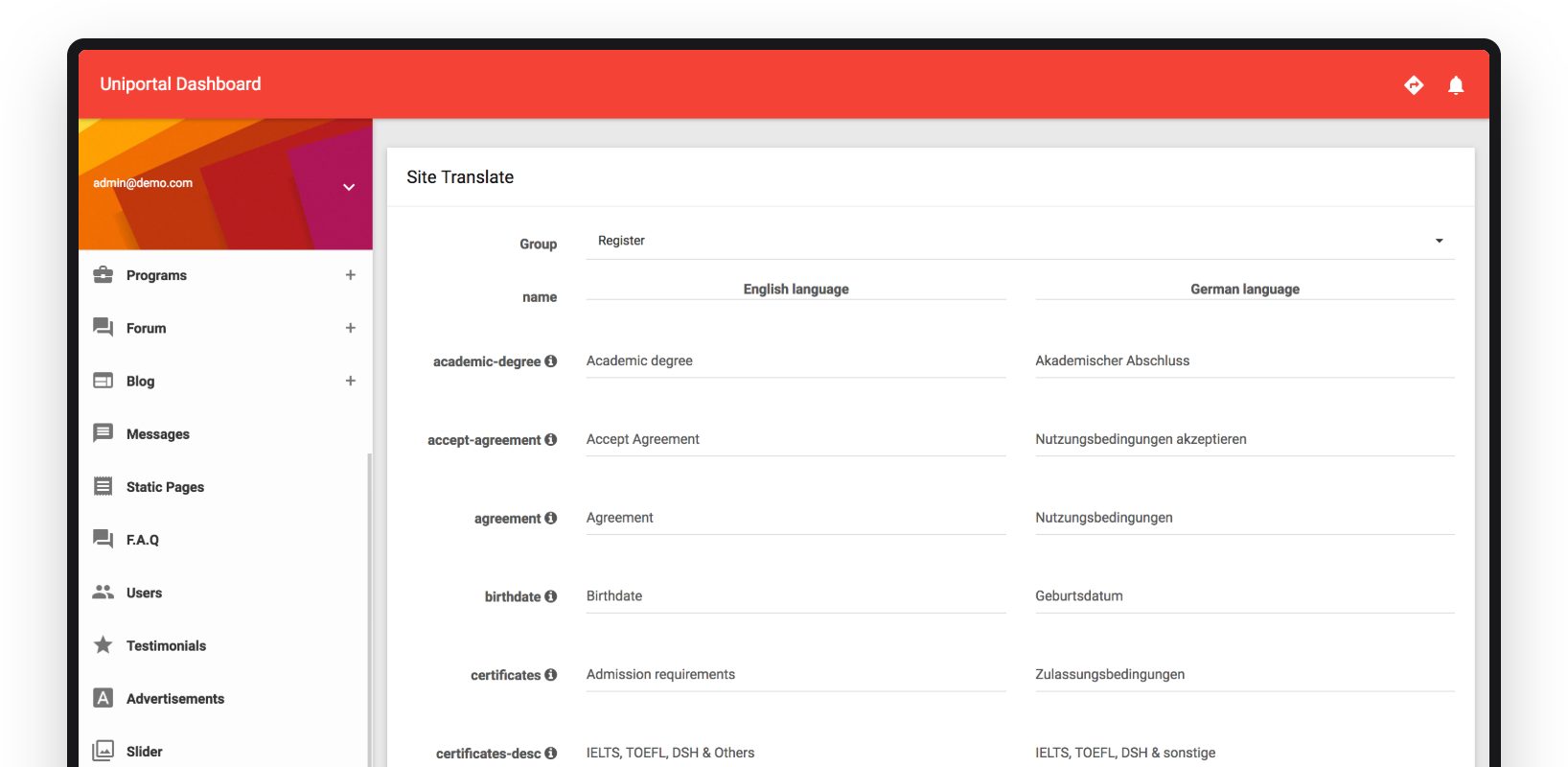 Interface translation